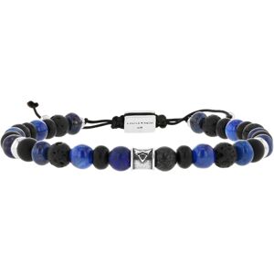 LES POULETTES BIJOUX Bracelet Lien Homme Perles Plates et Rondes Kyanite, Matte Black Onyx, Lapis Lazuli Mat, Pyrite, Lava Stone