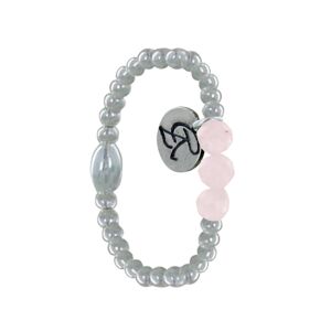 LES POULETTES BIJOUX Bague Argent Elastique Bille et Trois Perles de Quartz Rose Facettee