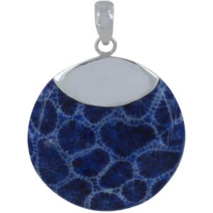 LES POULETTES BIJOUX Pendentif Argent Disque Coquillage Teinte Bleu