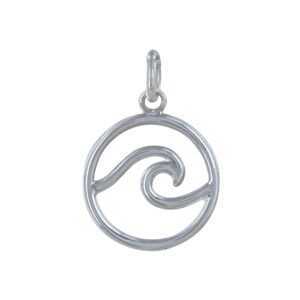 LES POULETTES BIJOUX Pendentif Argent Rond Symbole Vague Ajouree