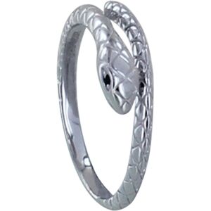 LES POULETTES BIJOUX Bague Argent Serpent Fin Strass Noir