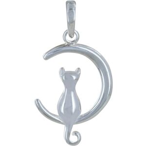 LES POULETTES BIJOUX Pendentif Argent Croissant de Lune et Silhouette de Chat