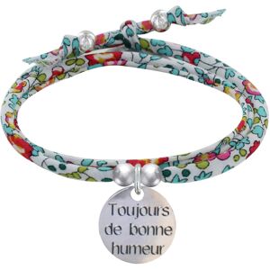 LES POULETTES BIJOUX Bracelet Double Tour Lien Liberty et Medaille Toujours de Bonne Humeur Argent - Multicolore