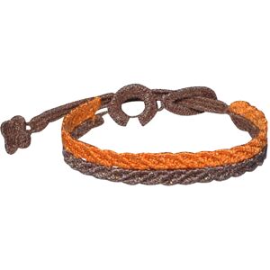 LES POULETTES BIJOUX Cruciani Bracelet Homme Dentelle Prosperite Bicolore Marron Fonce et Orange