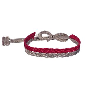 LES POULETTES BIJOUX Cruciani Bracelet Homme Dentelle Prosperite Bicolore Rouge et Marron