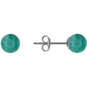 LES POULETTES BIJOUX Boucles d'Oreilles Clou Argent Rhodie et Perles d'Amazonite 6 mm