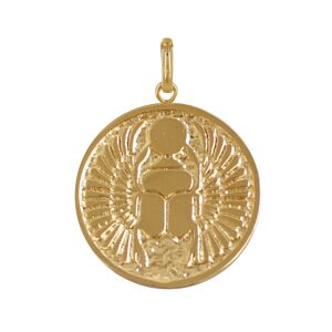 LES POULETTES BIJOUX Pendentif Plaque Or Medaille Ronde Talisman Scarabee