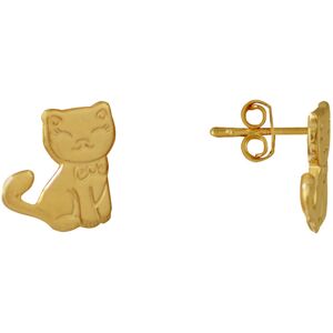 LES POULETTES BIJOUX Boucles d'Oreilles Plaque Or Petit Chat