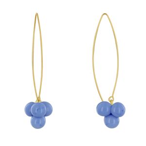 LES POULETTES BIJOUX Boucles d'Oreilles Grand Crochet Laiton et Bouquet de Perles de Verre - Bleu