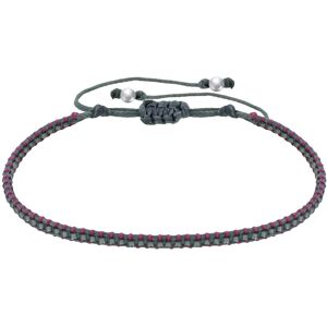 LES POULETTES BIJOUX Bracelet Perles Grises Lien Tresse Fuchsia et Gris Fonce