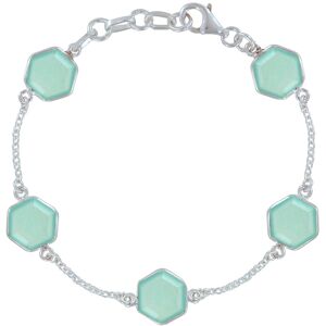 LES POULETTES BIJOUX Bracelet Argent Cinq Hexagones de Calcedoine Vert d'Eau Facettes