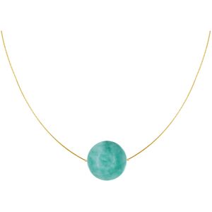 LES POULETTES BIJOUX Collier Plaque Or Perle d'Amazonite Solitaire 13 mm