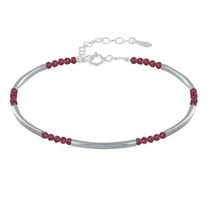 LES POULETTES BIJOUX Bracelet Argent Tubes et Perles Facettees de Tourmaline Rose M3