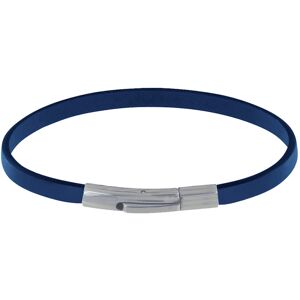 LES POULETTES BIJOUX Bracelet Homme Cuir Simple Fermoir Acier Inoxydable - Bleu Navy