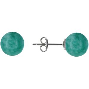 LES POULETTES BIJOUX Boucles d'Oreilles Clou Argent et Perles d'Amazonite 8 mm