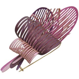 LES POULETTES BIJOUX Broche Laiton Algas en Cuir - Fuchsia