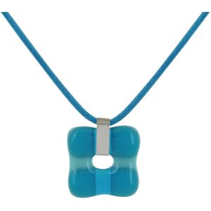 LES POULETTES BIJOUX Collier Argent et Petit Pendentif Pate de Verre Donuts Bleu Azur