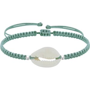 LES POULETTES BIJOUX Bracelet Argent Cauris Lien Tréssé - Bleu Vert