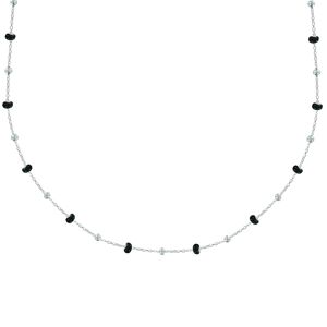 LES POULETTES BIJOUX Collier Argent Perles Émaillees et Perles Argent - Noir