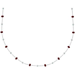 LES POULETTES BIJOUX Collier Argent Perles Émaillees et Perles Argent - Rouge