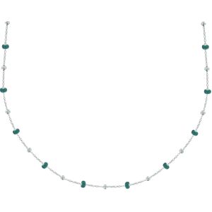 LES POULETTES BIJOUX Collier Argent Perles Émaillees et Perles Argent - Vert