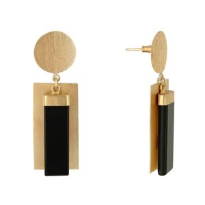 LES POULETTES BIJOUX Boucles d'Oreilles Laiton Dore Disque et Rectangle Colore