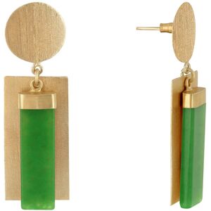 LES POULETTES BIJOUX Boucles d'Oreilles Laiton Dore Disque et Rectangle Colore - Vert