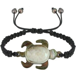 LES POULETTES BIJOUX Bracelet Tortue Nacre Grise Lien Tresse