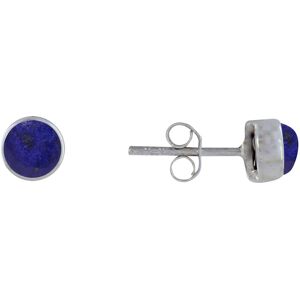 LES POULETTES BIJOUX Boucles d'Oreilles Clous Argent Demi Perle de Lapis Lazuli