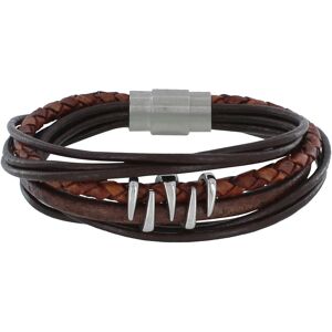 LES POULETTES BIJOUX Bracelet Acier Homme Cuir Marron et Griffe