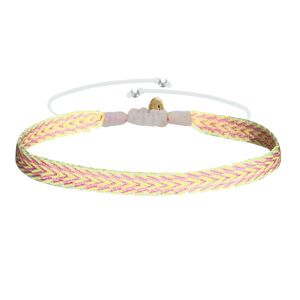 LES POULETTES BIJOUX Bracelet Lien Tisse Blanc Fleches Jaune Fluo et Rose