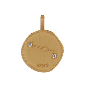 LES POULETTES BIJOUX Pendentif Plaque Or Constellation Belier et Strass