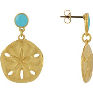 LES POULETTES BIJOUX Boucles d'Oreilles Laiton Dore Rond Colore et Dollar des Sables - Turquoise