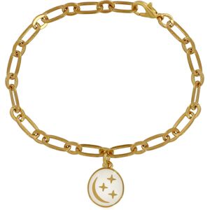 LES POULETTES BIJOUX Bracelet Laiton Dore Breloque Ronde Lune et Etoiles Emaillee