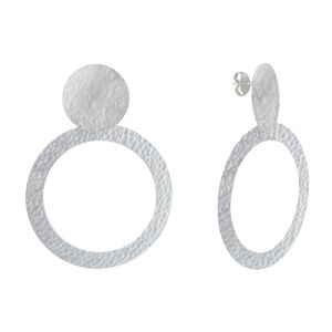 LES POULETTES BIJOUX Boucles d'Oreilles Clous Laiton Mat Pastille Brossee et Anneau Martele