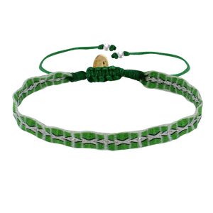 LES POULETTES BIJOUX Bracelet Lien Tisse Vert Losanges et Croix Blanches