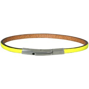 LES POULETTES BIJOUX Bracelet Femme Cuir Simple Plat Fermoir Acier Inoxydable - Jaune Fluo