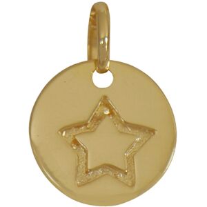 LES POULETTES BIJOUX Pendentif Plaque Or Mini Medaille Ronde Etoile Gravee