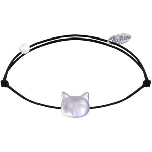 LES POULETTES BIJOUX Bracelet Lien Tete de Chat en Nacre - Noir