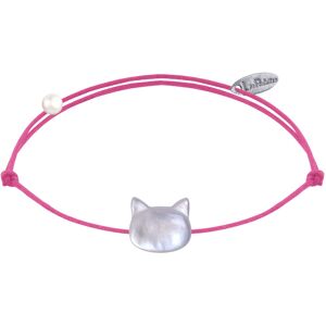 LES POULETTES BIJOUX Bracelet Lien Tete de Chat en Nacre - Fuchsia