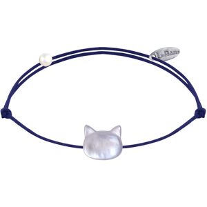 LES POULETTES BIJOUX Bracelet Lien Tete de Chat en Nacre - Bleu Navy