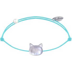 LES POULETTES BIJOUX Bracelet Lien Tete de Chat en Nacre - Turquoise