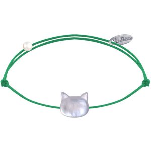 LES POULETTES BIJOUX Bracelet Lien Tete de Chat en Nacre - Vert