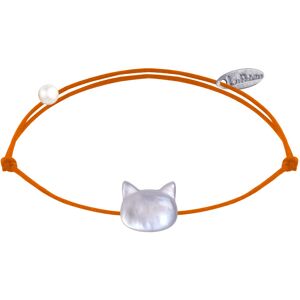 LES POULETTES BIJOUX Bracelet Lien Tete de Chat en Nacre - Orange