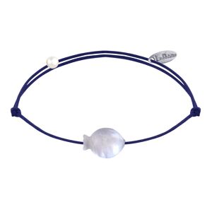 LES POULETTES BIJOUX Bracelet Lien Petit Poisson en Nacre - Bleu Navy