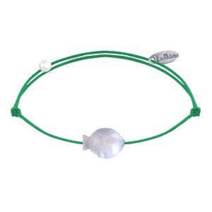 LES POULETTES BIJOUX Bracelet Lien Petit Poisson en Nacre - Vert