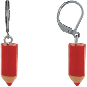 LES POULETTES BIJOUX Boucles d'Oreilles Acier Inoxydable Dormeuse Petit Crayon - Rouge