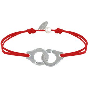 LES POULETTES BIJOUX Bracelet Lien Plaqué Argent Grandes Menottes - Rouge