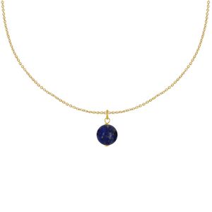 LES POULETTES BIJOUX Collier Plaque Or Pendentif Perle de Lapis Lazuli