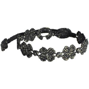 LES POULETTES BIJOUX Cruciani Bracelet Dentelle 7 Trefles Lurex Dore Noir